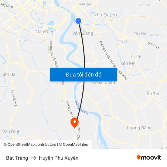 Bát Tràng to Huyện Phú Xuyên map