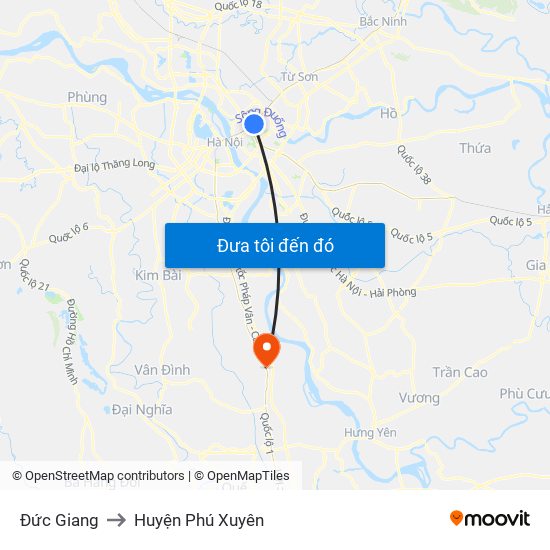 Đức Giang to Huyện Phú Xuyên map