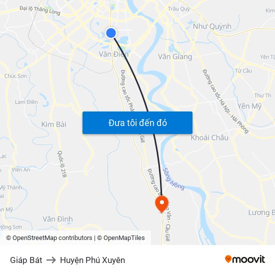 Giáp Bát to Huyện Phú Xuyên map