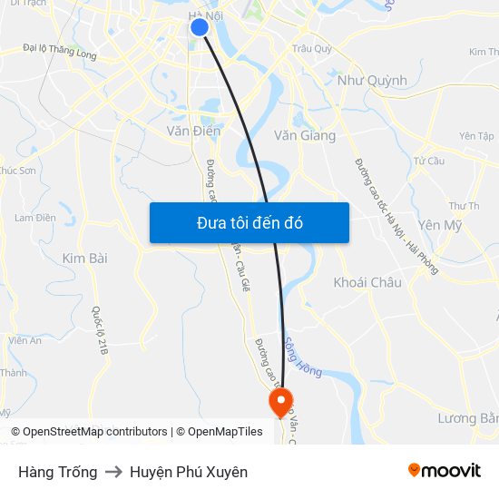 Hàng Trống to Huyện Phú Xuyên map