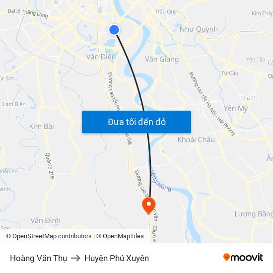 Hoàng Văn Thụ to Huyện Phú Xuyên map