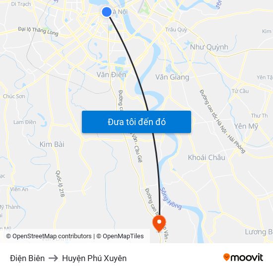 Điện Biên to Huyện Phú Xuyên map