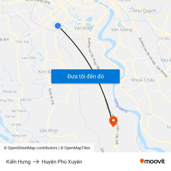 Kiến Hưng to Huyện Phú Xuyên map