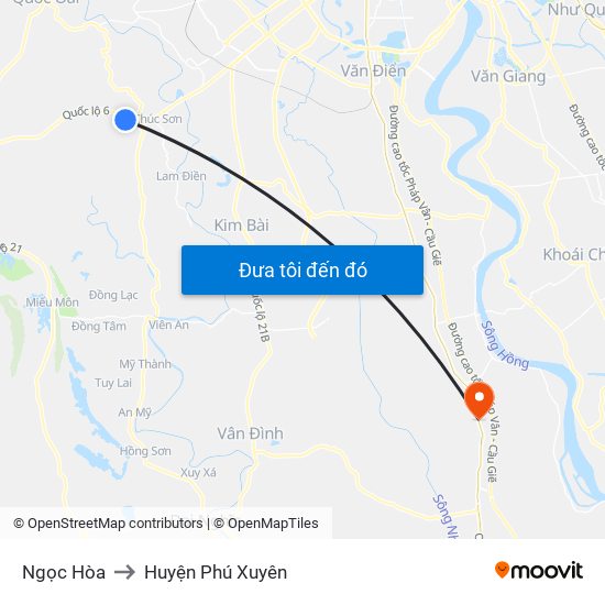 Ngọc Hòa to Huyện Phú Xuyên map