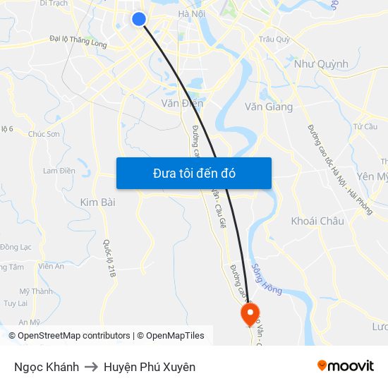 Ngọc Khánh to Huyện Phú Xuyên map