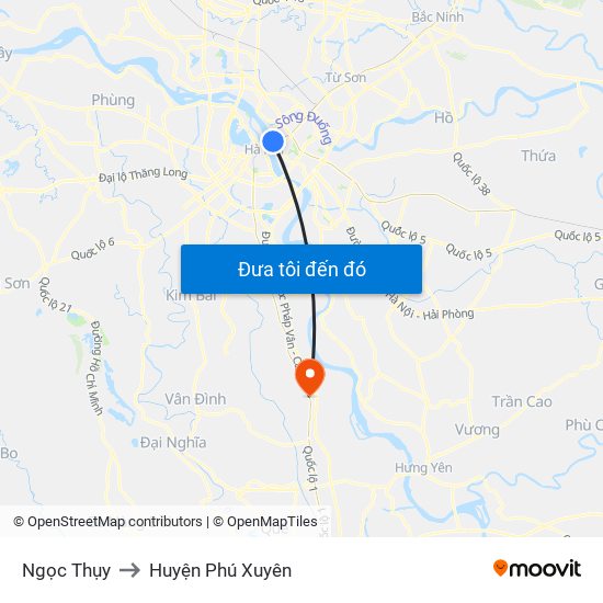 Ngọc Thụy to Huyện Phú Xuyên map