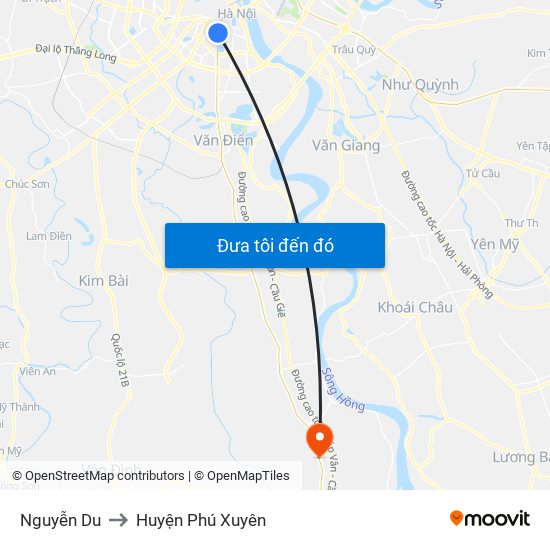 Nguyễn Du to Huyện Phú Xuyên map