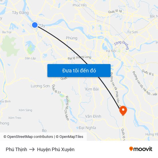 Phú Thịnh to Huyện Phú Xuyên map