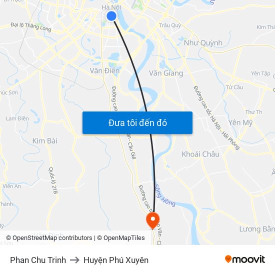 Phan Chu Trinh to Huyện Phú Xuyên map