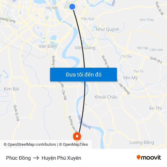 Phúc Đồng to Huyện Phú Xuyên map