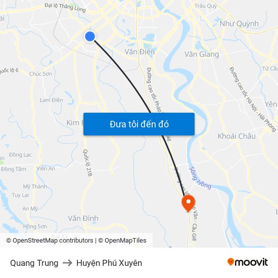 Quang Trung to Huyện Phú Xuyên map