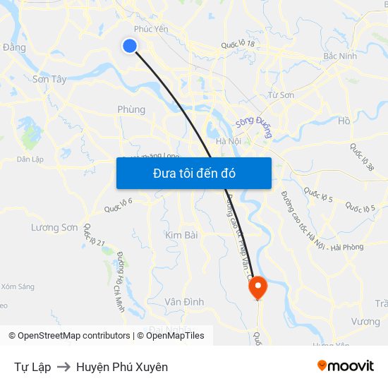 Tự Lập to Huyện Phú Xuyên map