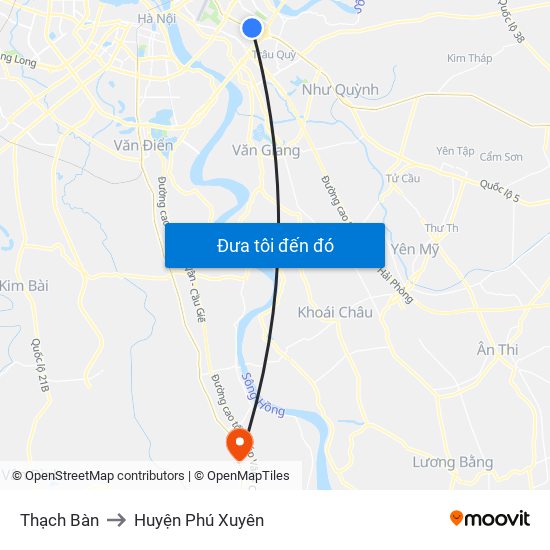 Thạch Bàn to Huyện Phú Xuyên map