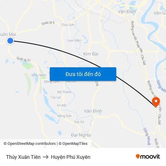 Thủy Xuân Tiên to Huyện Phú Xuyên map