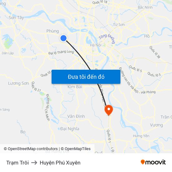 Trạm Trôi to Huyện Phú Xuyên map