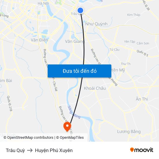 Trâu Quỳ to Huyện Phú Xuyên map