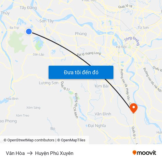 Vân Hòa to Huyện Phú Xuyên map