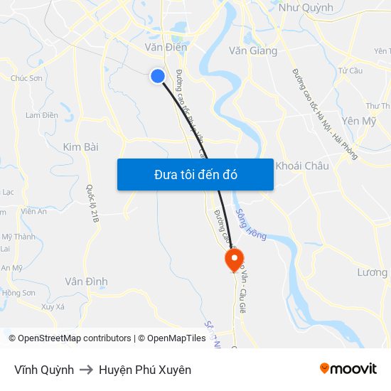 Vĩnh Quỳnh to Huyện Phú Xuyên map
