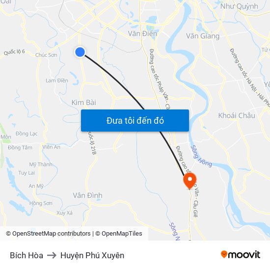 Bích Hòa to Huyện Phú Xuyên map