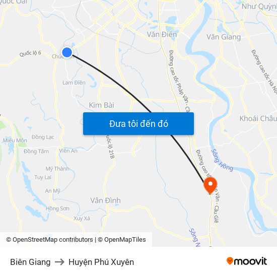 Biên Giang to Huyện Phú Xuyên map