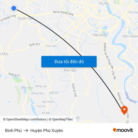 Bình Phú to Huyện Phú Xuyên map