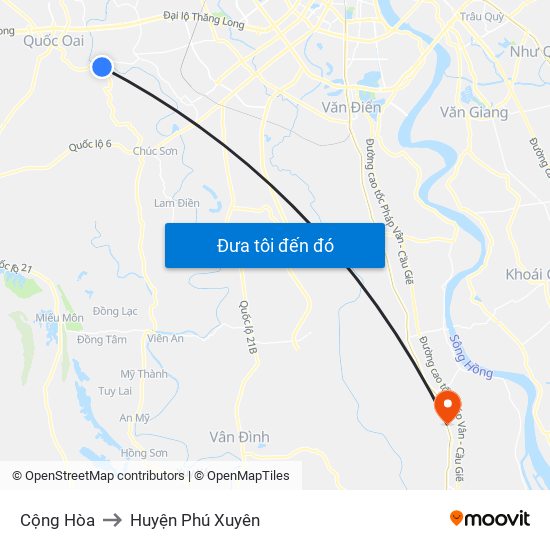 Cộng Hòa to Huyện Phú Xuyên map