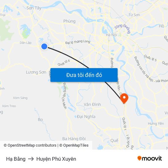 Hạ Bằng to Huyện Phú Xuyên map