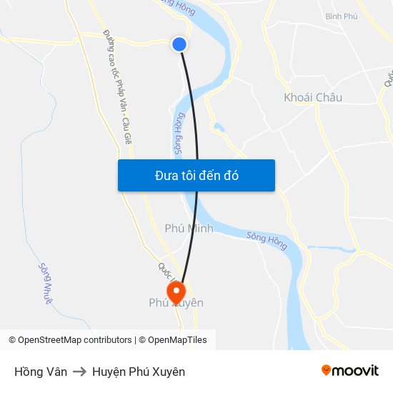 Hồng Vân to Huyện Phú Xuyên map