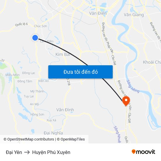 Đại Yên to Huyện Phú Xuyên map