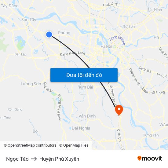 Ngọc Tảo to Huyện Phú Xuyên map