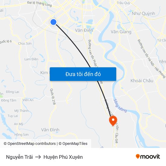 Nguyễn Trãi to Huyện Phú Xuyên map
