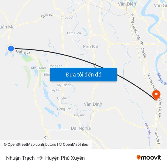 Nhuận Trạch to Huyện Phú Xuyên map