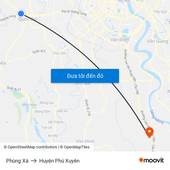 Phùng Xá to Huyện Phú Xuyên map