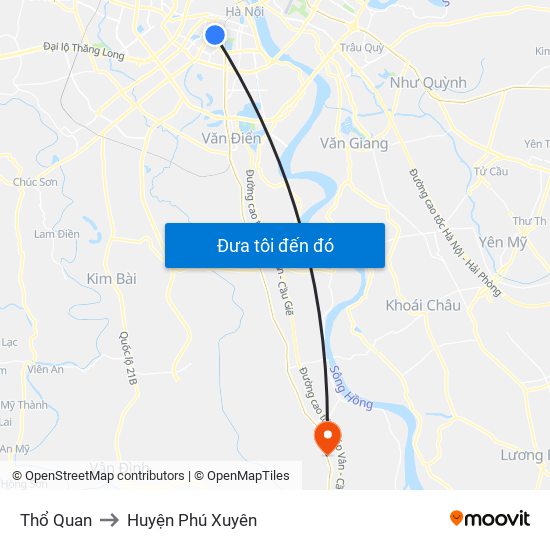 Thổ Quan to Huyện Phú Xuyên map