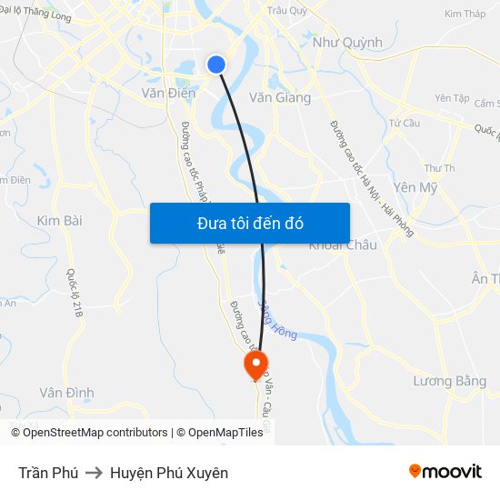 Trần Phú to Huyện Phú Xuyên map