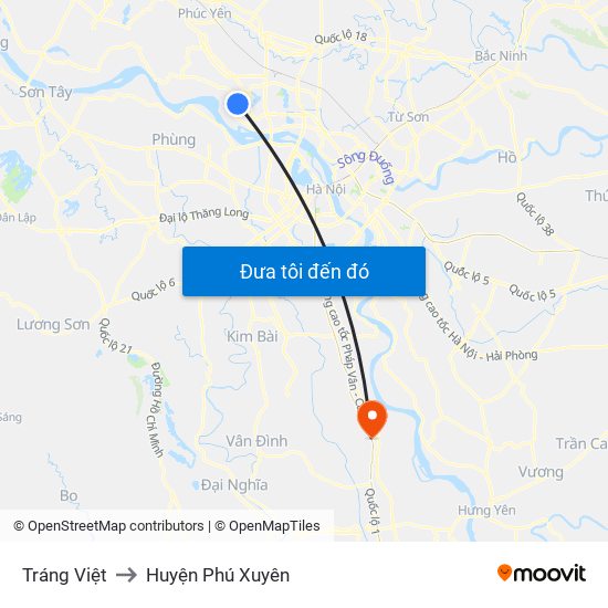 Tráng Việt to Huyện Phú Xuyên map