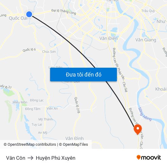 Vân Côn to Huyện Phú Xuyên map