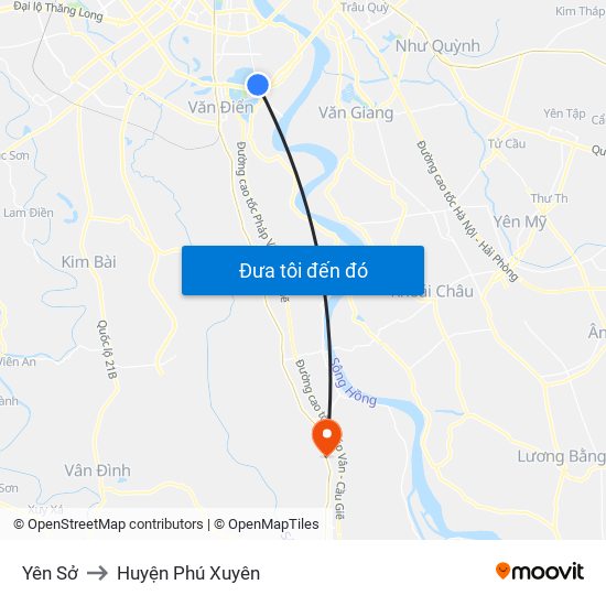 Yên Sở to Huyện Phú Xuyên map