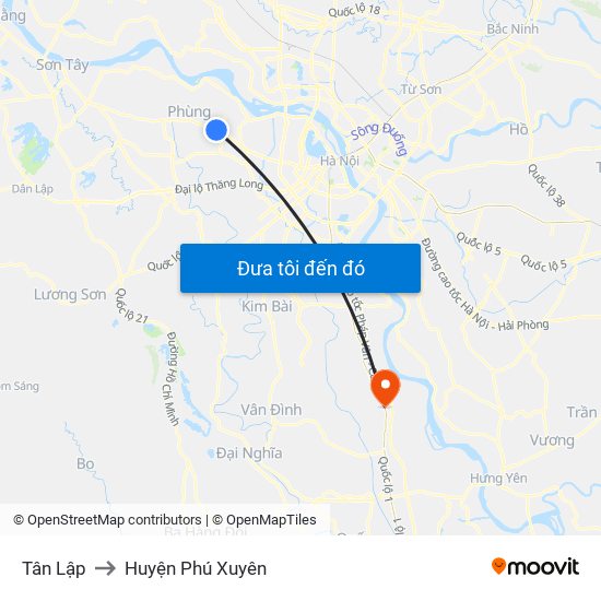 Tân Lập to Huyện Phú Xuyên map