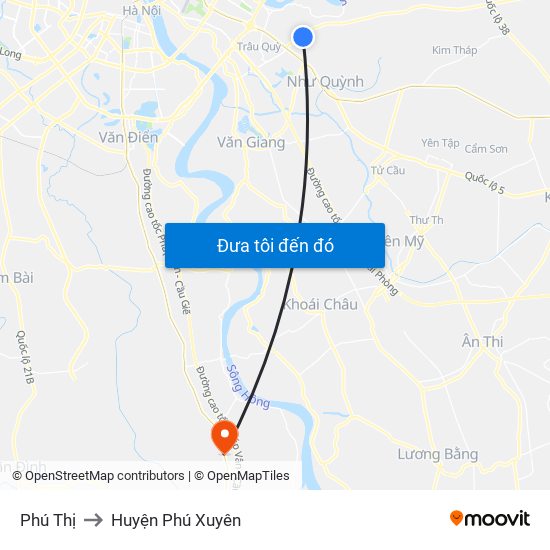 Phú Thị to Huyện Phú Xuyên map