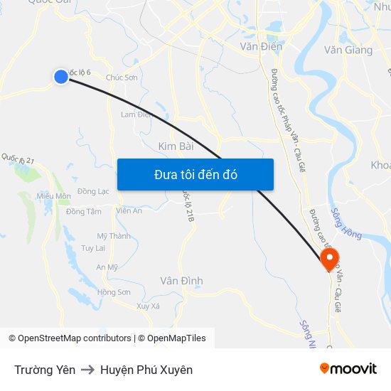 Trường Yên to Huyện Phú Xuyên map
