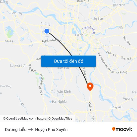 Dương Liễu to Huyện Phú Xuyên map