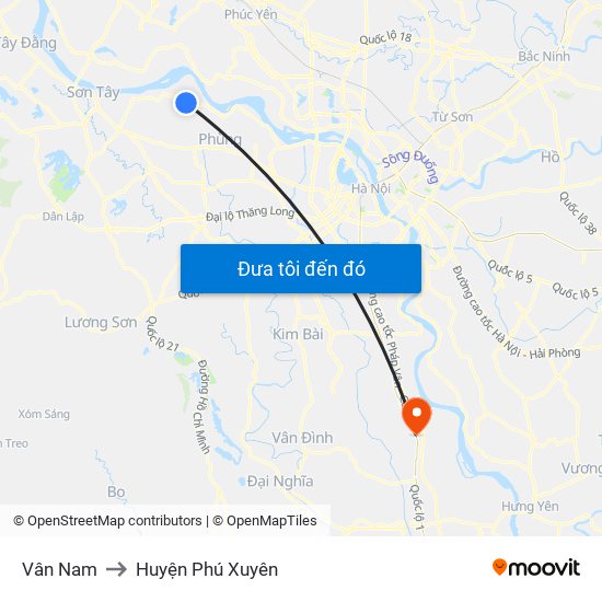 Vân Nam to Huyện Phú Xuyên map