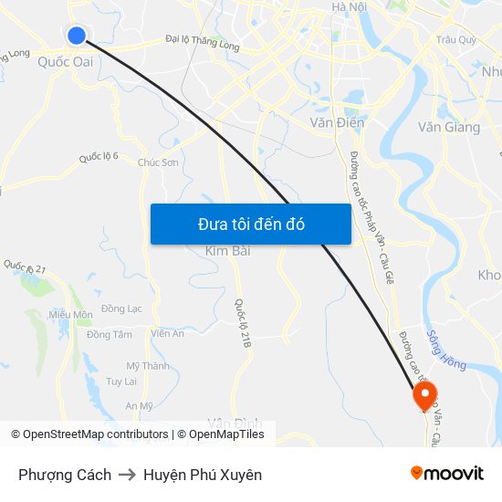 Phượng Cách to Huyện Phú Xuyên map