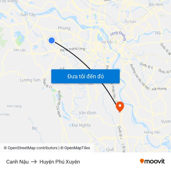 Canh Nậu to Huyện Phú Xuyên map