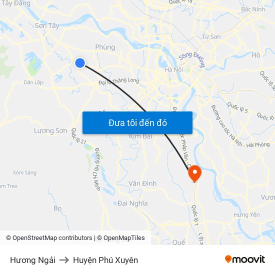 Hương Ngải to Huyện Phú Xuyên map