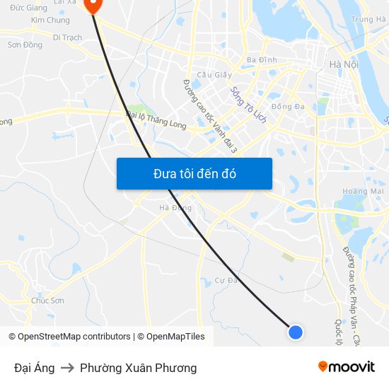 Đại Áng to Phường Xuân Phương map