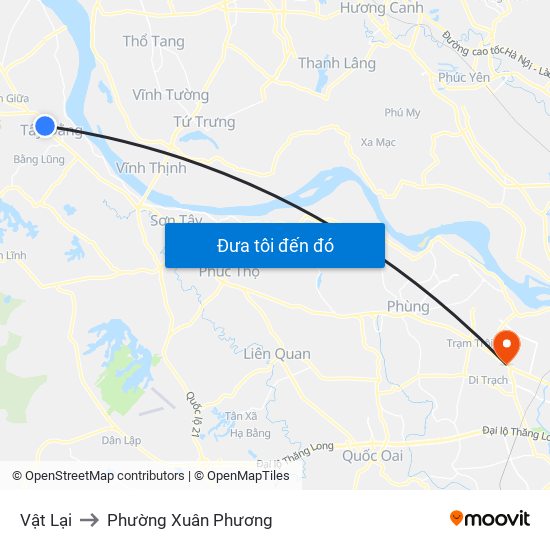 Vật Lại to Phường Xuân Phương map