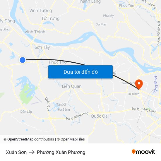 Xuân Sơn to Phường Xuân Phương map