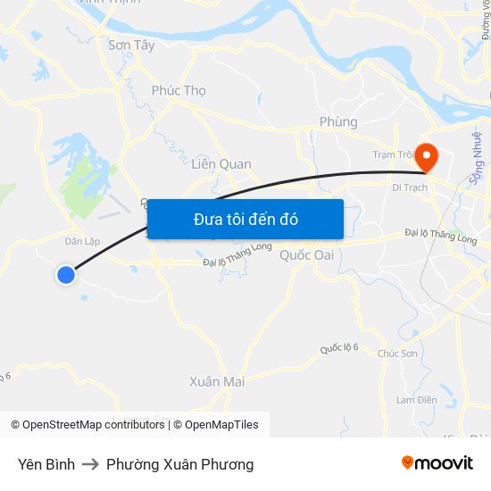 Yên Bình to Phường Xuân Phương map